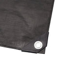 Corner of Heavy Duty Black Waterproof Poly Tarp 6 X 8 Feet 3 Pack with grommet and double laminated coating for outdoor use