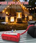 Kickass Heavy Duty 450A 48V DC Bus Bar Kit Two Pack in use with RV battery and camping lights outdoors.