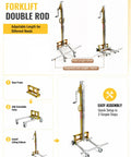 Heavy Duty 60 Or 80 Kg Lifting Jack For Warehousing And Material Handling, adjustable double rod forklift with 50cm and 100cm fork lengths.