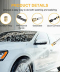 7 In 1 High Pressure Hose Nozzle With 0 To 65 Degree Adjustable Spray for car wash, shown spraying water on vehicle