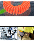 PU Spiral Telescopic Air Hose With Heavy Duty Swivel Fittings And Anti Twist Spring Coil For Air Compressors shown in orange.