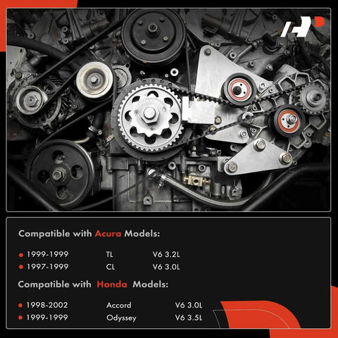 Engine view showcasing Timing Belt Kit With Water Pump For Honda Accord 1998 2002 V6 3.0L 3.2L 3.5L Odyssey 1999 Acura TL 1999