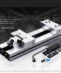 Workhorse Bench Vise With Massive 4 5 6 Inch Jaw Opening Heavy Duty Alloy Steel Machine Clamp For Cnc Milling Grinders And Tight Manual Screw Grip Shop Essential, detailed side view of precision vise with accessories.