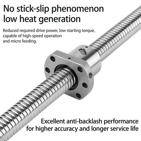 SFU2505 25mm Ball Screw With Anti Backlash Nut, 1800mm Length, 5mm Lead, Standard End Machining For BK20 BF20 CNC Machines, Pro Grade Linear Motion System, Smooth And Reliable CNC Runs, ball screw with flange nut