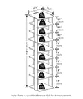 Diagram of Nine Tier Slim Vertical Shoe Rack For Small Spaces Free Standing Narrow Organizer with measurements