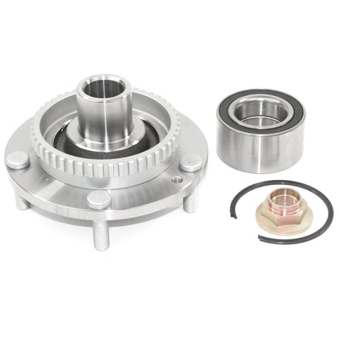 Front Wheel Hub Repair Kit With Bearing, Studs, Snap Ring And Axle Nut, Forged Flange For Precise Fit, Complete Non Integral Wheel Hub Solution