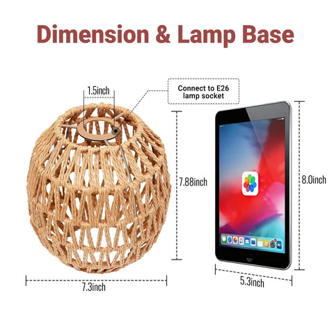 Handcrafted Rattan Pendant Light With Extended Plug In Cord And Simple Toggle Switch Brings Chill Weekend Vibes To Your Cozy Bedroom Or Living Room Egg Shade Fixture, 7.88 inch oval shade with E26 base.