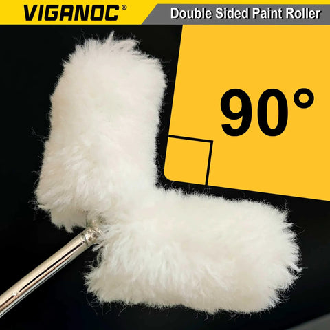 Pro Grade Small Paint Roller Kit Packed With One Frame And Ten Premium Covers showing double sided paint roller at 90 degrees.