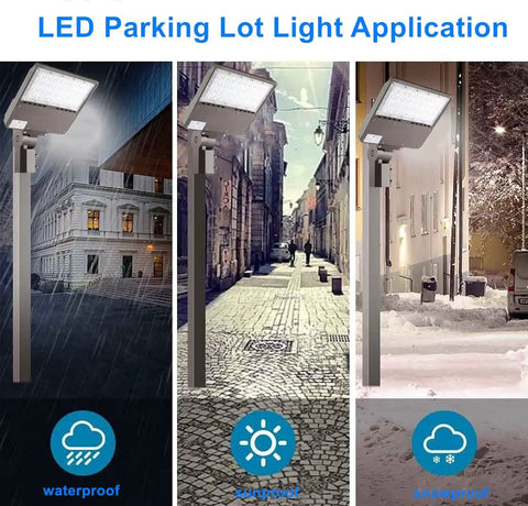 100W Outdoor LED Parking Lot Light With Adjustable Slip Fitter Mount, 5000K Area Light, Dusk To Dawn Photocell, 100-277V, 14000 Lumens, ETL Listed Commercial LED Flood Light
