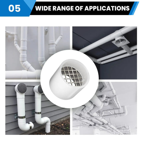 Two Inch Schedule 40 PVC Vent Cap With Mesh Screen And Stainless Steel Termination Cap for furnace PVC pipe applications
