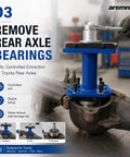 Pro Grade Wheel Bearing Removal Tool Rear Axle Puller Installer Kit With Abs Tone Ring Fits 1995 2020 Toyota Tacoma Tundra 4Runner Hilux 100mm To 140mm 4 Bolt Circle Blue Beast Mode Garage To Knock Out Jobs Fast No Stress At All in use removing rear axle bearings