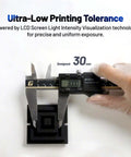 Caliper measuring 3D printed object with 30mm design dimensions, showcasing Beast Mode Resin 3D Printer With Amber Screen For Ultra Fast 4.5s Layer Times.
