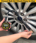 Using a pressure gauge with Heavy Duty Air Chuck Set With Dual Head And Ball Head Chucks For Bike, Motorcycle, Car, And Truck Tire Inflation