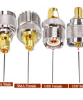 SMA To UHF Antenna Adapter Kit 4 Type Set PL259 To SMA Coax Connectors Gold And Silver Plated Copper And Nickel Brass