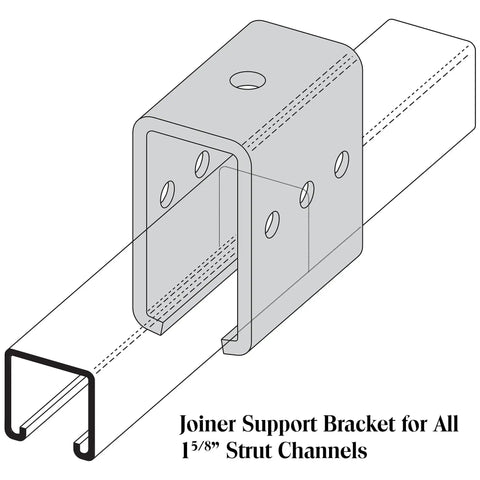 Illustration of Beefy Beam Channel Trolley Track Hanger And Joiner Connector Bracket for One And Five Eighths Inch Width Strut Channel