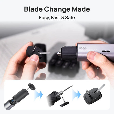 Ultrasonic Cutter Replacement Blades Set 10 Pcs SK5 High Carbon Steel showing fast and safe blade change process