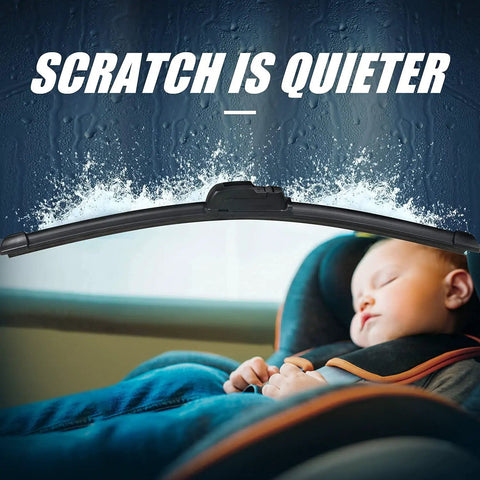 Universal Fifteen Point Six Inch UTV And Golf Cart Wiper Blade With Manual Arm Kit Heavy Duty All Weather installed over a child car seat.