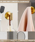 Suction Cup Hooks For Shower And Kitchen No Drill Mounting Brushed Gold Finish 11lb Load Capacity on glass and tile surfaces