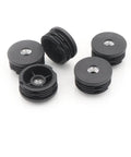 Six Pack 1.5 Inch Threaded Tube Plugs For Furniture Legs With M8 Screw Holes Black Plastic Round Nut Plugs, adjustable, durable