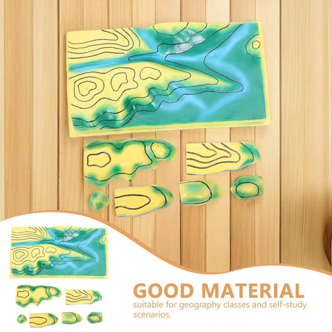 Contour Map Landform Model For Geography Lessons Hands On Topography Tool For Students Classroom Science Homeschool Learning Visual Terrain Features Demonstration Kid Friendly Interactive Geography Lessons showing PVC map pieces on wood surface