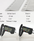 Comparison of two aluminum mounts in the Heavy Duty Mirror Hanging Kit With French Cleat And Z Clips, showing thickness and construction differences.