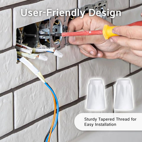 In-use: ceramic wire nut kit (36 pcs) being installed on electrical wires; porcelain, heat-resistant connectors.