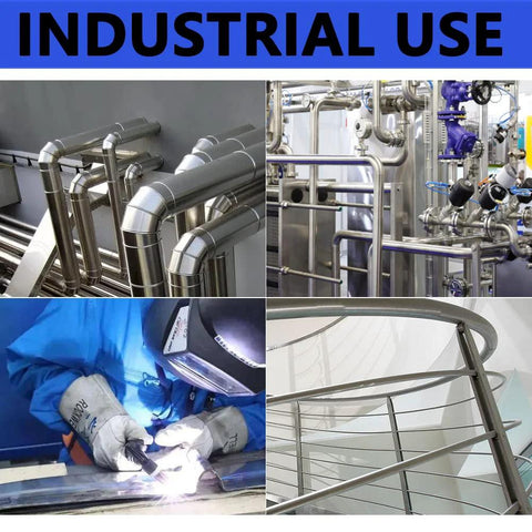 Industrial use of thick-walled 304 stainless steel tube in piping and railing applications.