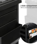 Side view of the Sturdy Salon Trolley With Lock And Six Drawers, Hot Tools Holder, featuring open side compartments.