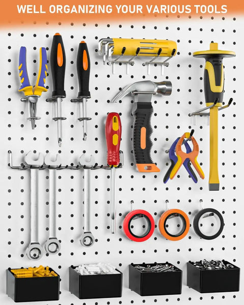 Heavy Duty Pegboard Hook Kit With 170 Pieces For One Quarter Inch Pegboards Extra Thick Hooks And Bins Peg Lock Organizers