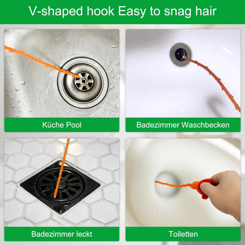 Five Piece Hair Drain Clog Remover Kit With Flexible Snakes And Long Reach Grabber For Toilet, Sink, Tub, Shower And Sewer Includes 61 Inch Snake, Two 19.6 Inch Hair Snakes, 17.7 Inch Cleaning Brush, 63 Inch Grabber, And Double End Pipe Brush