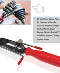 Universal 22-Piece CV Joint Boot Clamp Pliers Kit For Cars, ATVs, And UTVs, Includes Clamp Tool For Installing CV Boots, Fuel Filters, Water Pumps, Cooling System Hoses, And More Maintenance Essentials, red-handled clamp pliers