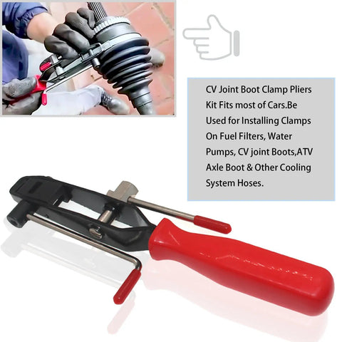 Universal 22-Piece CV Joint Boot Clamp Pliers Kit For Cars, ATVs, And UTVs, Includes Clamp Tool For Installing CV Boots, Fuel Filters, Water Pumps, Cooling System Hoses, And More Maintenance Essentials, red-handled clamp pliers