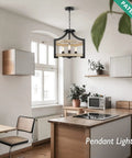 Versatile 3 Light Farmhouse Chandelier With Adjustable Height Pendant Or Semi Flush Mount Rustic Ceiling Light Fixture in kitchen