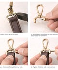 Installation steps for Two Pack Detachable Snap Hook Swivel Clasp With Screw Bar For Bag Straps, Brushed Brass, VT493.