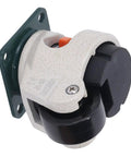 Heavy Duty Leveling Casters With No Sweat Ratcheting Height Adjustment and Ball Bearing smooth roll wheel close-up view.