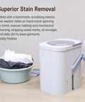 Hand Cranked Portable Washing Machine For Off Grid Camping And Rv Life Non Electric Manual Laundry Scrubber with laundry basket.