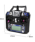 Flysky FS-i6 6CH 2.4GHz AFHDS 2A RC Transmitter With FS-iA6B Receiver, dimensions 190x174x89mm