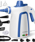 Tough Day Grime Handheld Steam Cleaner That Heats Up Fast With A 13 Foot Cord, featuring various attachments and a compact design for cleaning.