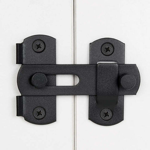 2 Pack Matte Black Stainless Steel Barn Door Latches For Sliding Doors Bi Fold Gates Cabinets And Closets Built To Last Rust Resistant Locking Hardware close-up