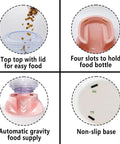 Reliable Gravity Dog Food Dispenser Automatic Cat Feeder With One Gallon Capacity For Small Medium Dogs And Cats Pink Siphon Kibble Station features top lid and non-slip base.