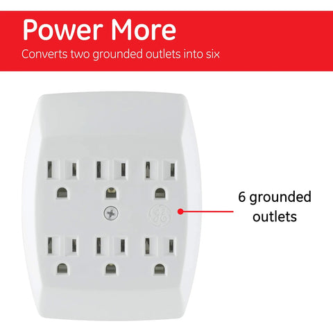Turns Two Outlets Into Six Power Outlets With A 3 Pack 6 Outlet Wall Tap Grounded 3 Prong Adapters Secure Install UL Listed White