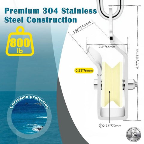 Top Shelf Heavy Duty Crab Pot Retrieval Kit With Marine Grade 304 Stainless Steel Davit Bracket and High Capacity Low Drag Pulley. Premium 304 stainless steel construction with 800 lb capacity.