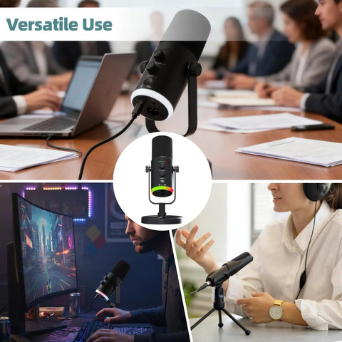 XLR USB Dynamic RGB Microphone For Gaming And Streaming With Noise Reduction, One Button Mute, Easy Volume Control, Metal Build