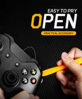 Using the 32 In 1 Magnetic Precision Screwdriver Set With Torx Bits to pry open a gaming controller.