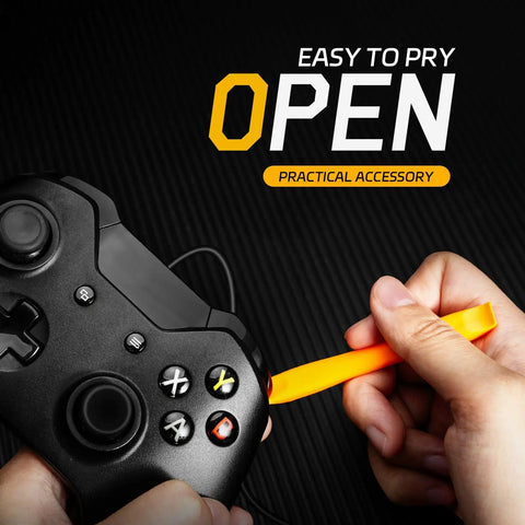 Using the 32 In 1 Magnetic Precision Screwdriver Set With Torx Bits to pry open a gaming controller.