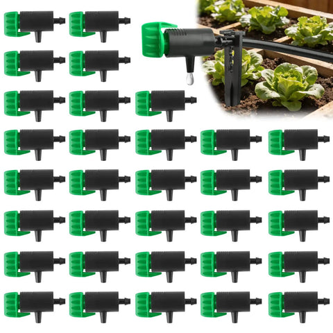 Easy Fit Adjustable Drip Irrigation Drippers Set Of 30 With 360 Degree Flow Control For 4 To 7 Millimeter Tubing