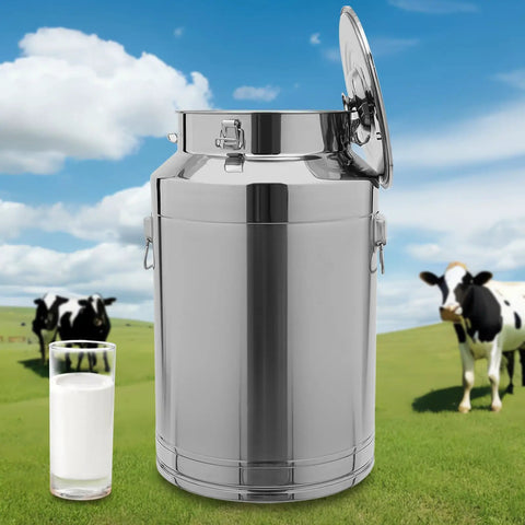 Built Tough Stainless Steel Food Storage Container With Airtight Silicone Seals And Secure Locking Clamps For Kitchen Pantry Organization And Keeping Rice Grains Fresh 12 Liter beside a glass of milk outdoors.