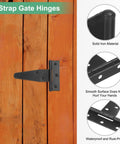 4 Pack Iron T Strap Shed Door Hinges 3 Inch Barn Gate Hinges Tee Hinge Wrought Hardware With Screws for Wooden Fences Yard Barn Door