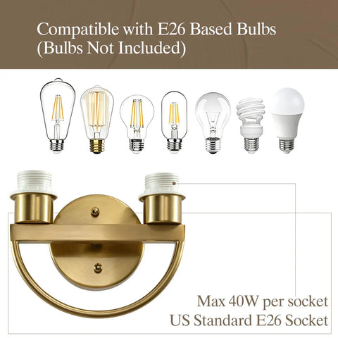 Vintage Linen Fabric Brass Gold Wall Sconce Light for Hallway, Bedroom with E26 sockets compatible with various bulbs.