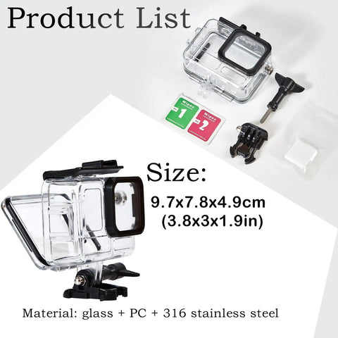 Beefed-Up Waterproof Case For Insta360 Ace Pro With 60m Depth shown with bracket accessories and 3-pack dive filters.